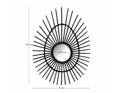 Online THINIA HOME Espejo de Pared en Ratán Ovalado Deko 80cm Negro