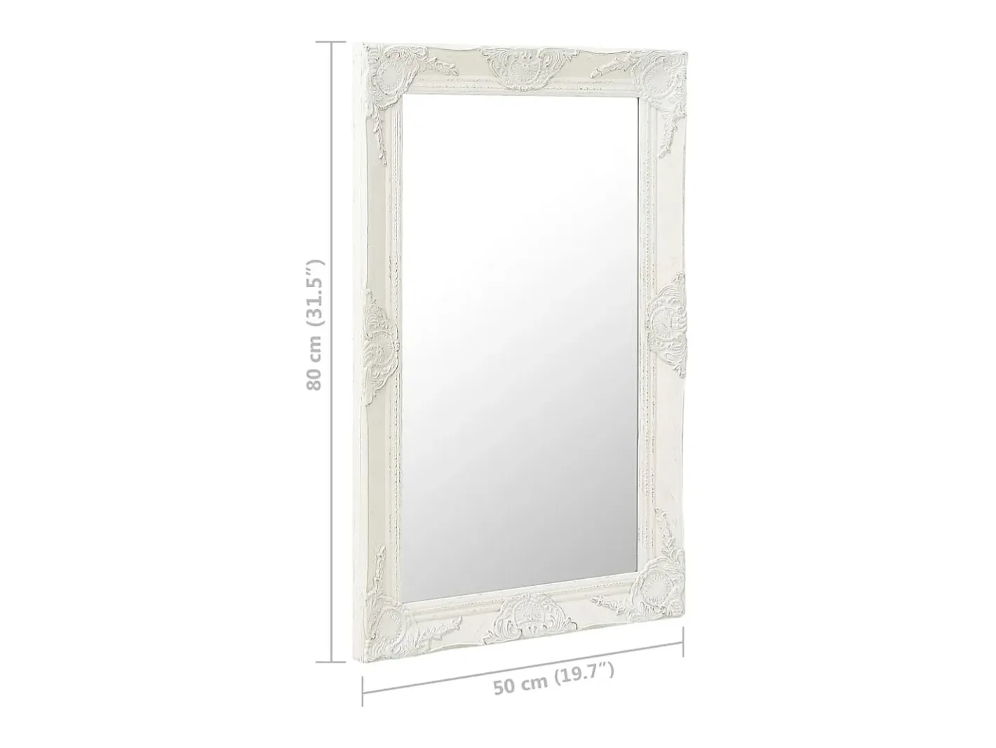 Clearance Espejo de pared estilo barroco 50x80 cm Blanco