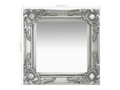 Espejo de pared estilo barroco 40x40 cm Plata Plateado Clearance