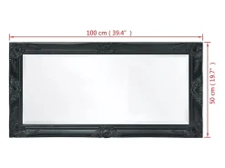 Espejo de pared estilo barroco 100x50 cm Negro Outlet