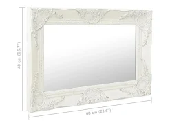 Espejo De Pared|Espejo-Espejo de pared estilo barroco 60x40 cm Blanco