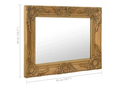Espejo de pared estilo barroco 50x40 cm Dorado