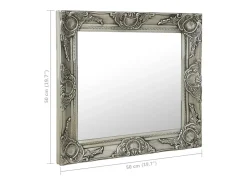Espejo De Pared|Espejo-Espejo de pared estilo barroco 50x50 cm Plata Plateado