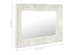 Espejo de pared estilo barroco 50x40 cm Blanco