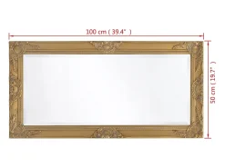 Espejo de pared estilo barroco 100x50 cm Dorado Discount
