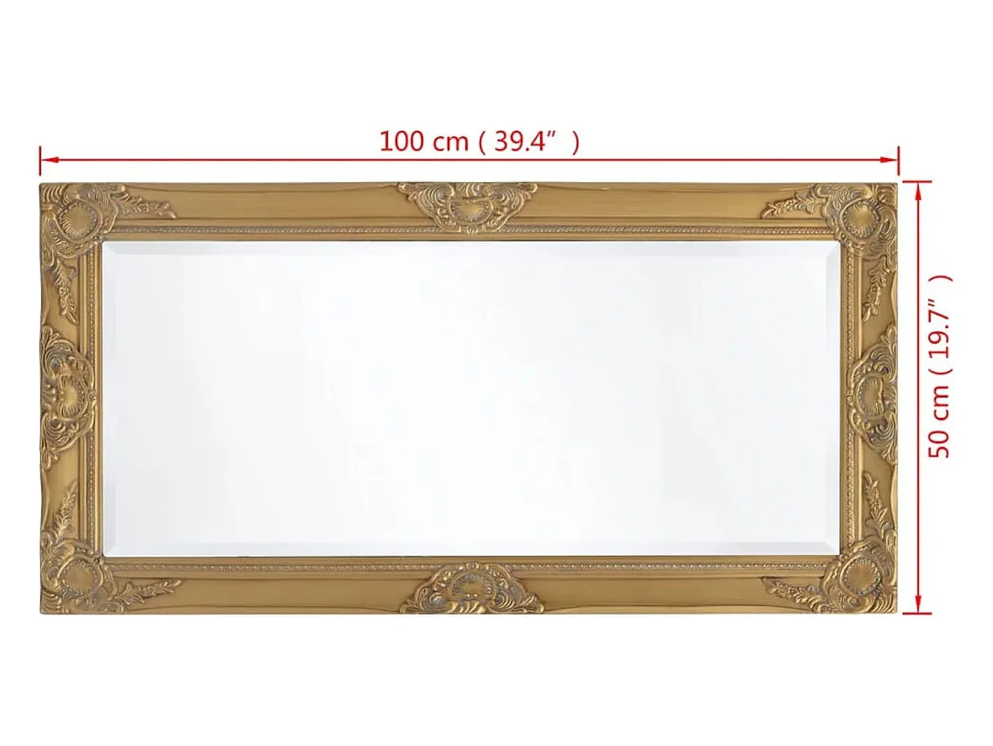 Espejo de pared estilo barroco 100x50 cm Dorado Discount