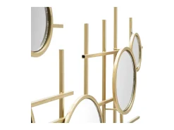 Espejo De Pared|Espejo-Espejo de pared geométrico con múltiples espejos redondos 117x61cm Gloxy Dorado
