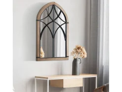 Homcom Espejo De Pared|Espejo-Espejo de pared marrón 93x60x2.5 cm Marru00f3n