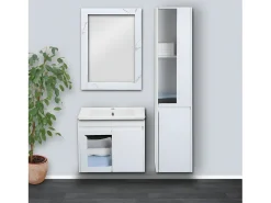 MCW Espejo de pared -L86, aspecto mármol blanco Gris / Blanco Outlet