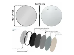 New Fativo Espejo de pared moderno, diseño vertical u horizontal espejo 66x96cm Negro