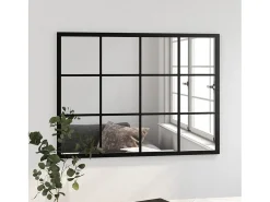 Espejo De Pared|Espejo-Espejo de pared de metal 80x60 cm Negro
