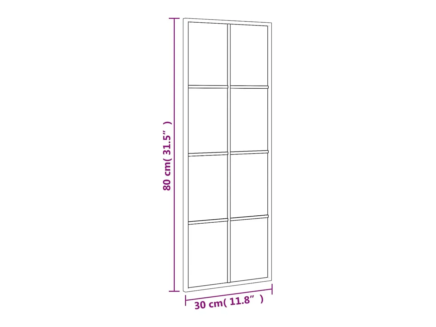 Hot Espejo de pared 30x80 cm rectangular hierro Negro