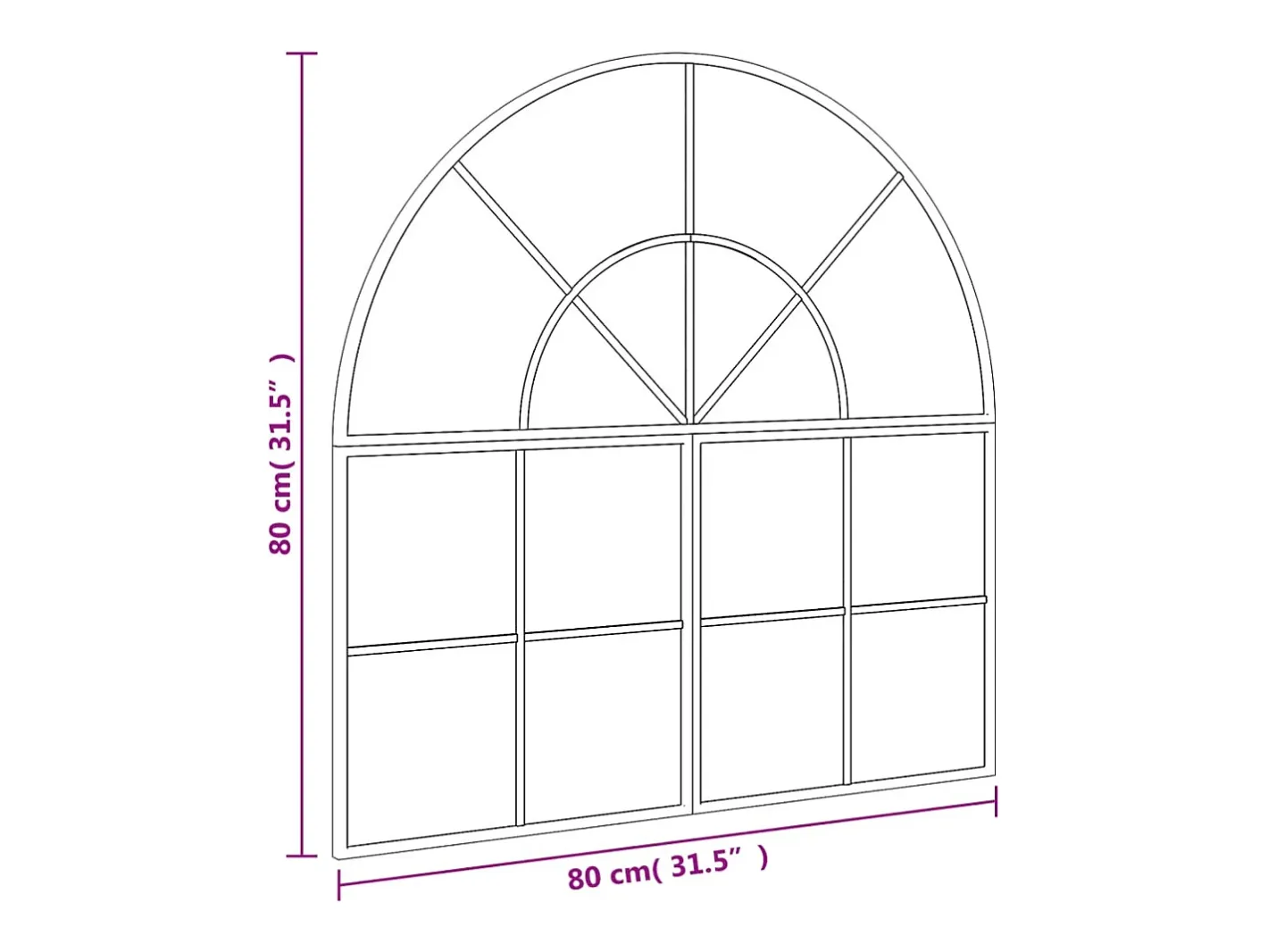 Outlet Espejo de pared 80x80 cm arco de hierro Negro