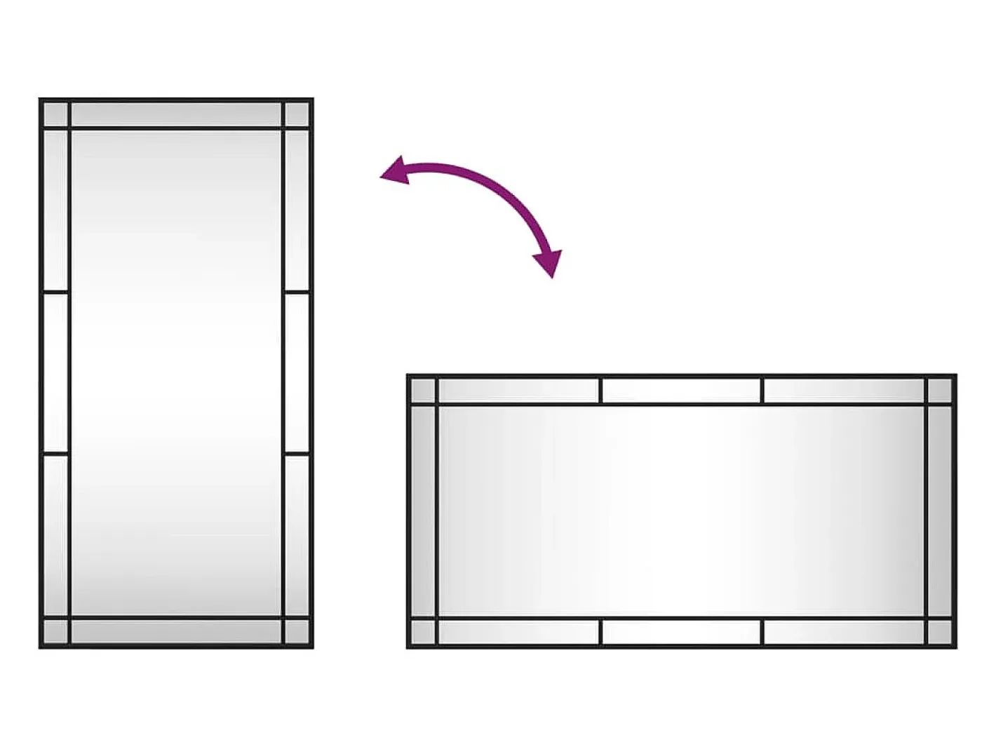 Hot Espejo de pared 50x100 cm rectangular hierro Negro