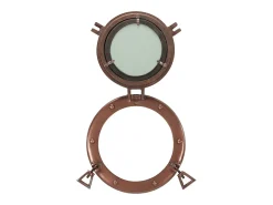 Espejo de pared ojo de buey Ø23 cm aluminio y cristal Marru00f3n Online