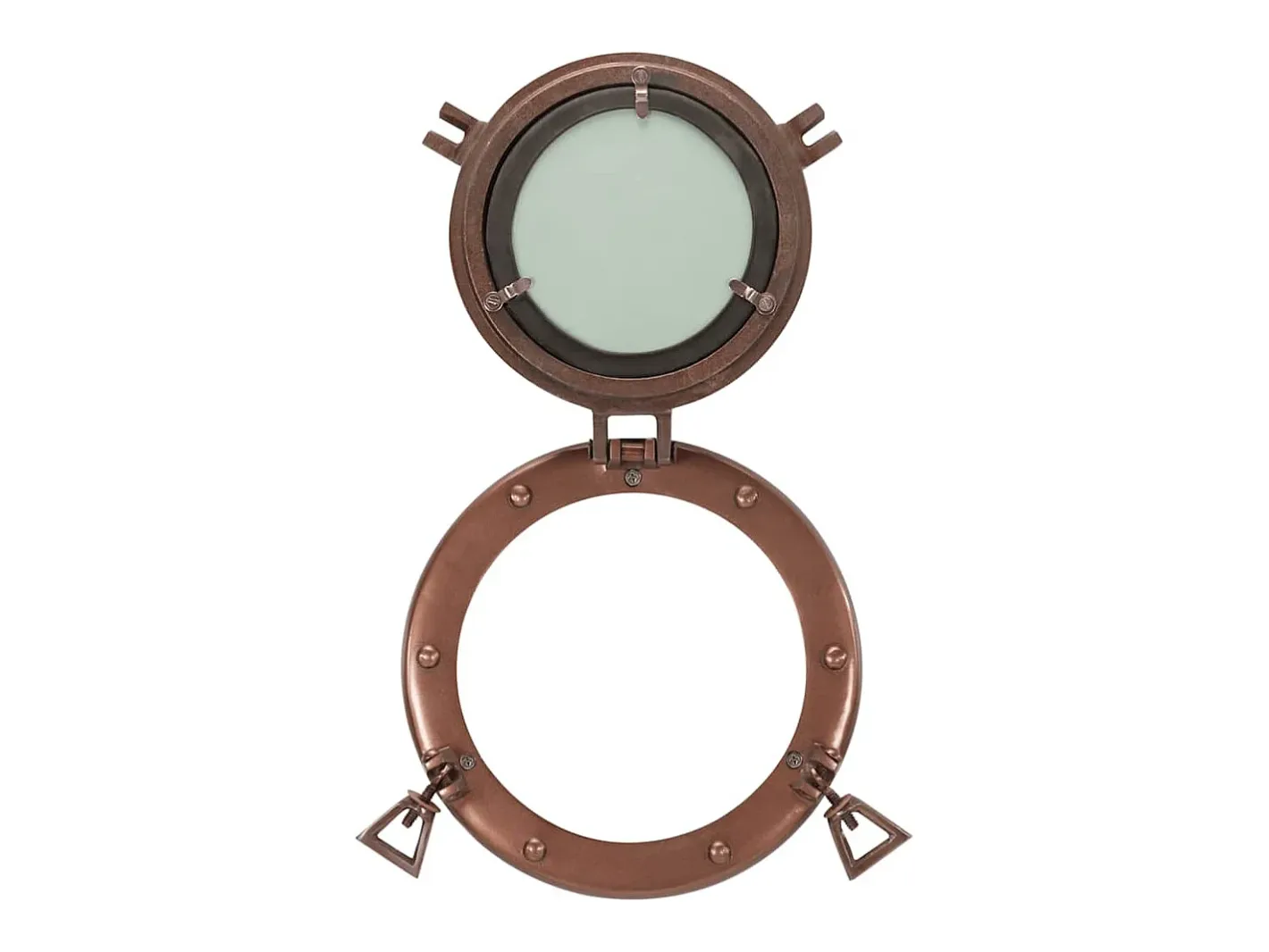 Espejo de pared ojo de buey Ø23 cm aluminio y cristal Marru00f3n Online