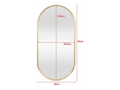 Helloshop26 Espejo de pared ovalado 40 x 80 cm dorado 03_0007955 Amarillo New