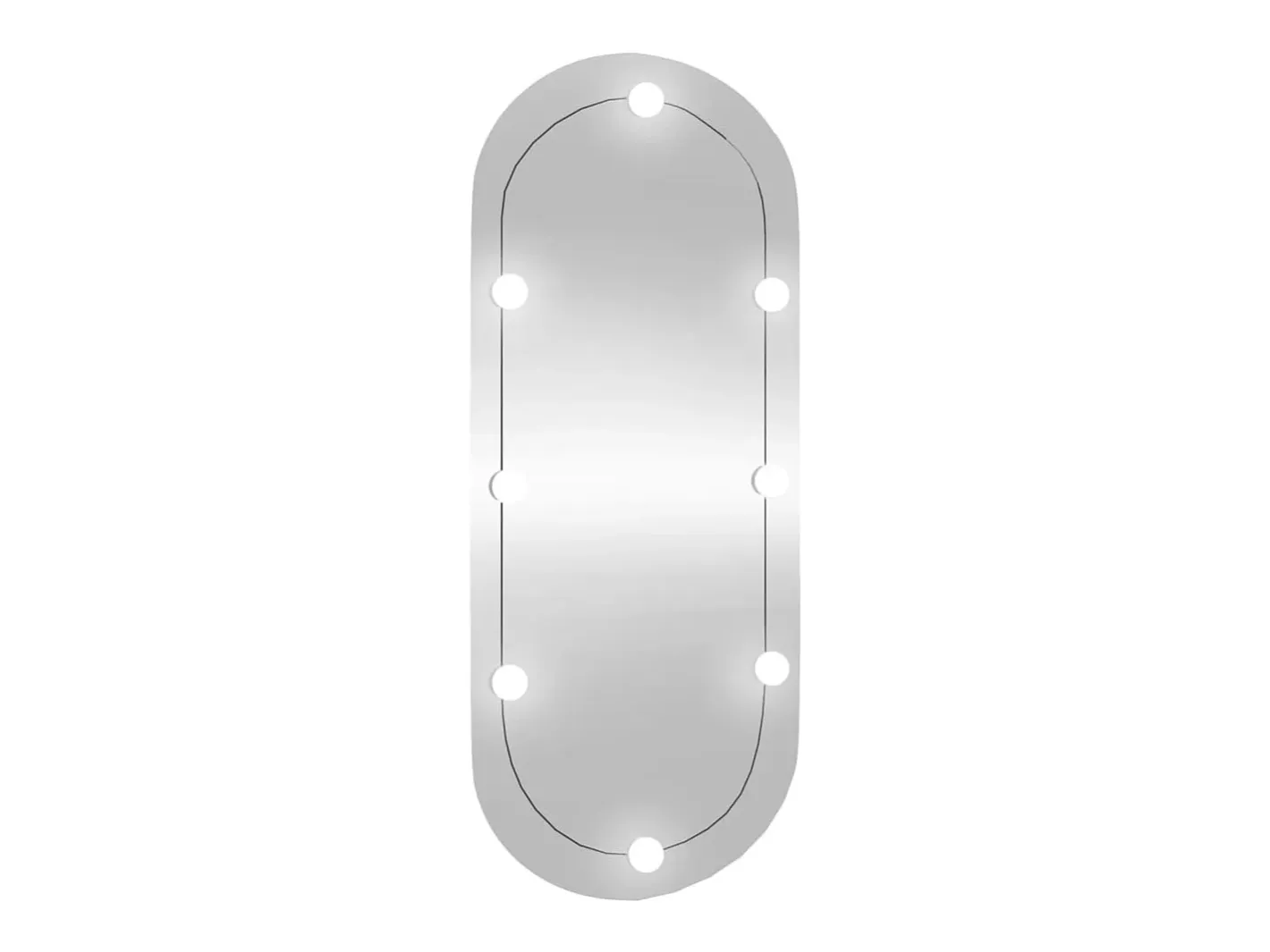 Espejo De Pared|Espejo-Espejo de pared ovalado con luces LED vidrio 25x60 cm ES884165 Plateado