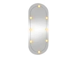 Espejo De Pared|Espejo-Espejo de pared ovalado con luces LED vidrio 25x60 cm ES884165 Plateado