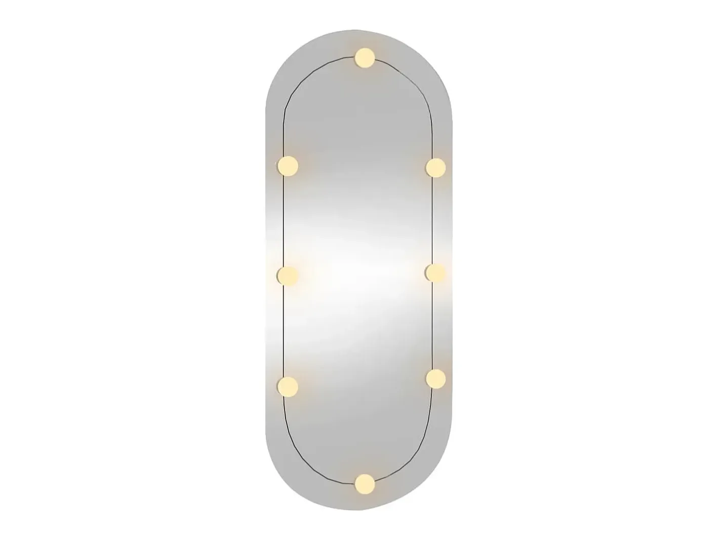 Espejo De Pared|Espejo-Espejo de pared ovalado con luces LED vidrio 25x60 cm ES884165 Plateado