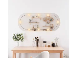 Espejo De Pared|Espejo-Espejo de pared ovalado con luces LED vidrio 25x60 cm ES884165 Plateado