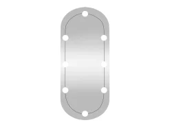 Espejo De Pared|Espejo-Espejo de pared ovalado con luces LED vidrio 35x80 cm ES608850 Plateado