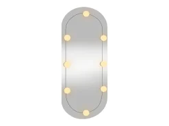Espejo De Pared|Espejo-Espejo de pared ovalado con luces LED vidrio 35x80 cm ES608850 Plateado