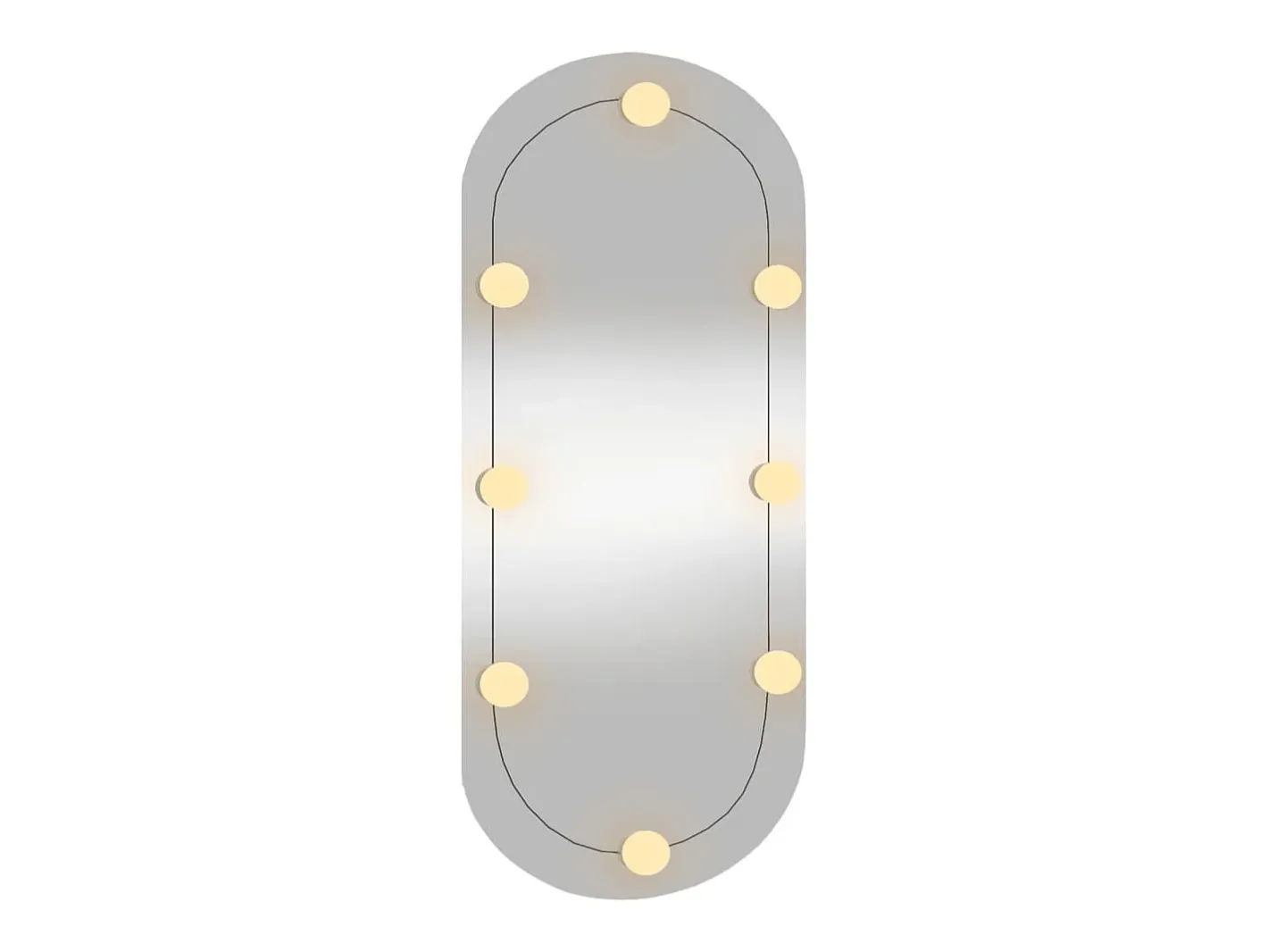 Espejo De Pared|Espejo-Espejo de pared ovalado con luces LED vidrio 35x80 cm ES608850 Plateado