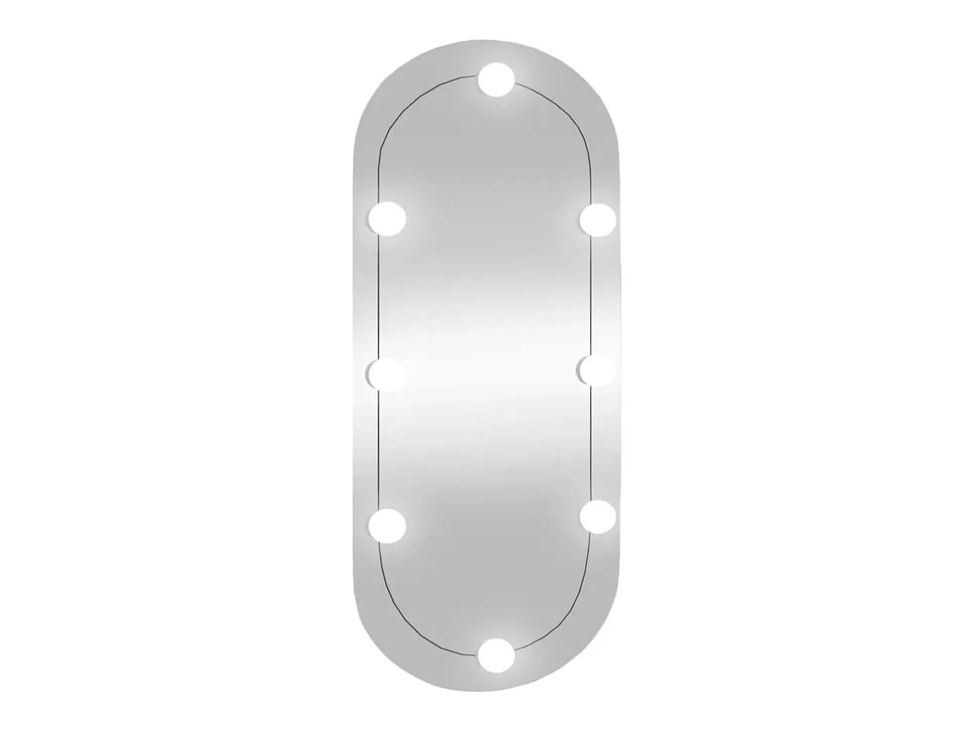Espejo De Pared|Espejo-Espejo de pared ovalado con luces LED vidrio 35x80 cm ES608850 Plateado