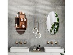 Best Espejo de pared ovalado sin marco, diseño moderno, para baño o dormitorio, 64 x 37 cm Blanco