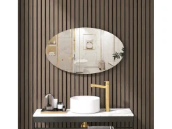 Best Espejo de pared ovalado sin marco, diseño moderno, para baño o dormitorio, 64 x 37 cm Blanco