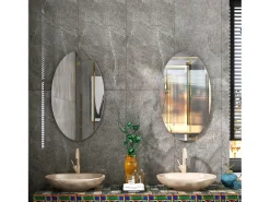 Best Espejo de pared ovalado sin marco, diseño moderno, para baño o dormitorio, 64 x 37 cm Blanco