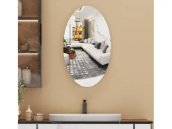 Best Espejo de pared ovalado sin marco, diseño moderno, para baño o dormitorio, 64 x 37 cm Blanco