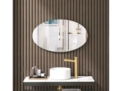 Best Espejo de pared ovalado sin marco, diseño moderno, para baño o dormitorio, 64 x 37 cm Blanco