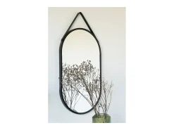 Les Tendances Espejo De Pared|Espejo-Espejo de pared ovalado TRAPANI de metal – L 35 x H 60 cm Negro