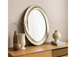 Fativo Espejo de pared ovalado vintage para sala de estar - 60 x 80 cm Espejo con marco dorado para decoración de pared 80 x 60 cm Marru00f3n Sale