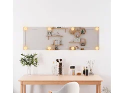 Espejo De Pared|Espejo-Espejo de pared rectangular con luces LED vidrio 30x100 cm ES866563 Plateado