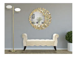 Espejo de pared redondo con mariposas 3D Butterfly Wind Dorado New