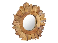 Espejo De Pared|Espejo-Espejo de pared redondo de teca de 40 cm Marru00f3n