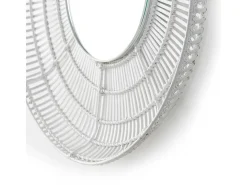 Les Tendances Espejo de pared redondo de mimbre Gaell D 90 cm Blanco Clearance