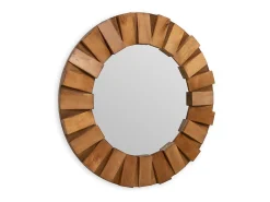 Les Tendances Espejo de pared redondo de madera natural SONA – Ø 89 cm Marru00f3n Sale