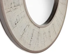 Les Tendances Espejo De Pared|Espejo-Espejo de pared redondo de madera blanca antigua TANUZ – Ø 80 cm Blanco