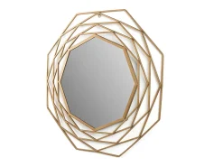 Discount Les Tendances Espejo de pared redondo moderno KORZA de metal – Ø 81 cm Dorado