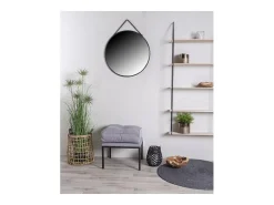 New Les Tendances Espejo de pared redondo TRAPANI de metal – Ø 60 cm Negro