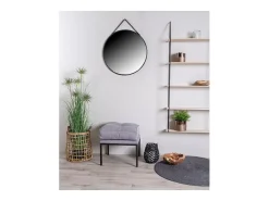 New Les Tendances Espejo de pared redondo TRAPANI de metal – Ø 60 cm Negro
