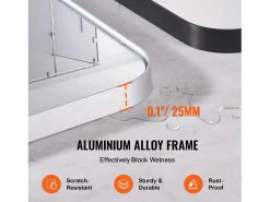 Espejo De Pared|Espejo-Espejo de Pared SucceBuy, 91,5 x 91,5 cm, Plata, Espejo Resistente a Rayones con Soporte en Forma de Z, con Contornos en Aleación de Aluminio Plateado