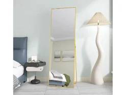 Online Espejo de pie - Marco de metal - 162 x 53 cm - Ángulo de inclinación ajustable - Para salón o vestidor Dorado