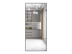 Espejo de pie - Marco de metal - 180 x 80 cm - Rectangular - Para salón o vestidor - Negro