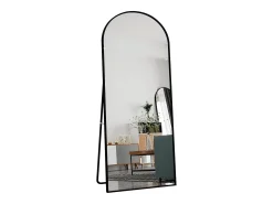 Espejo de pie - Marco de metal - 180 x 80 cm - curvo - para salón o vestidor - Negro Online
