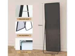 Espejo de pie 150 x 40 cm - espejo de cuerpo entero, marco de aleación de aluminio - espejo de pared - Negro